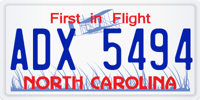 NC license plate ADX5494