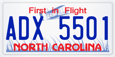 NC license plate ADX5501