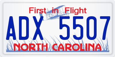 NC license plate ADX5507