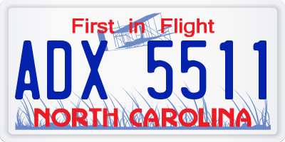 NC license plate ADX5511