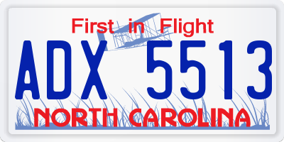 NC license plate ADX5513