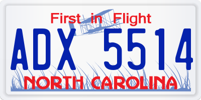NC license plate ADX5514