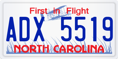NC license plate ADX5519