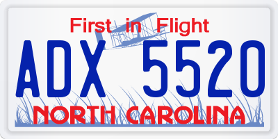 NC license plate ADX5520