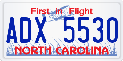 NC license plate ADX5530