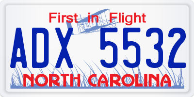 NC license plate ADX5532