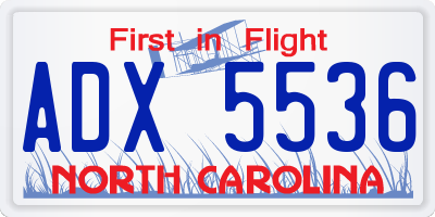 NC license plate ADX5536