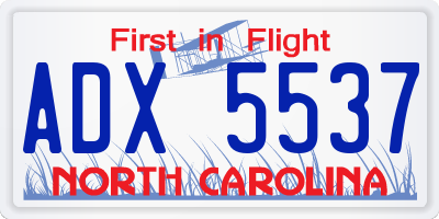 NC license plate ADX5537