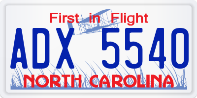 NC license plate ADX5540
