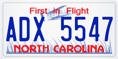 NC license plate ADX5547