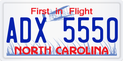 NC license plate ADX5550