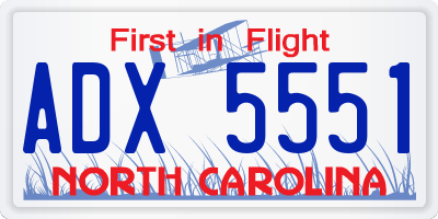 NC license plate ADX5551