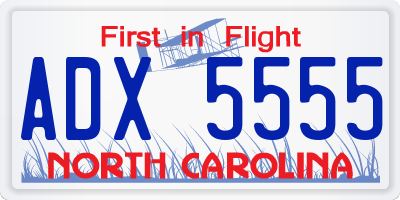 NC license plate ADX5555