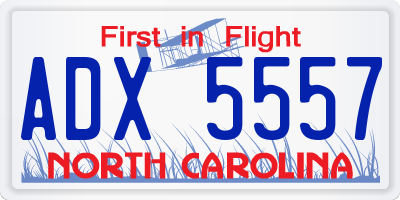 NC license plate ADX5557