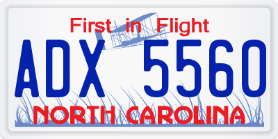 NC license plate ADX5560