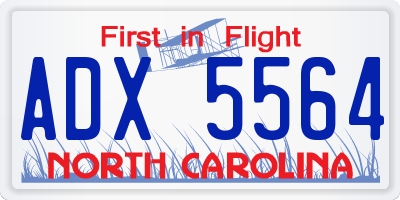 NC license plate ADX5564