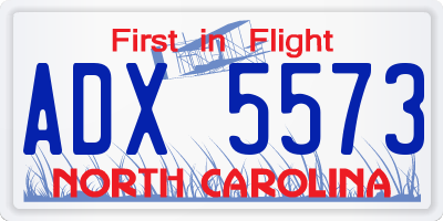 NC license plate ADX5573