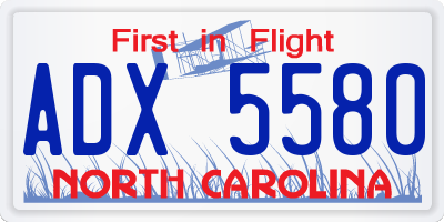 NC license plate ADX5580