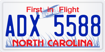 NC license plate ADX5588