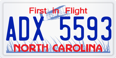 NC license plate ADX5593