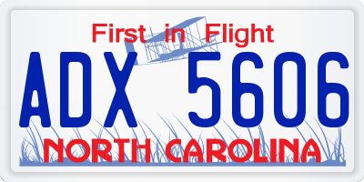 NC license plate ADX5606