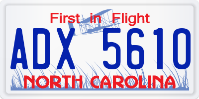 NC license plate ADX5610
