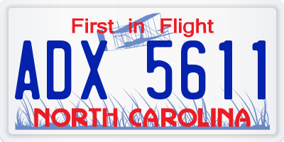 NC license plate ADX5611