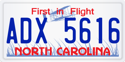 NC license plate ADX5616