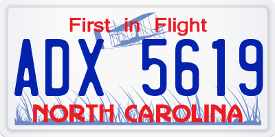 NC license plate ADX5619