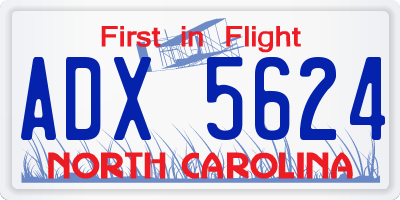 NC license plate ADX5624