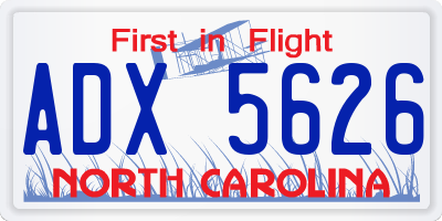 NC license plate ADX5626