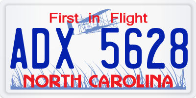 NC license plate ADX5628