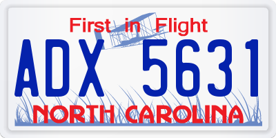 NC license plate ADX5631