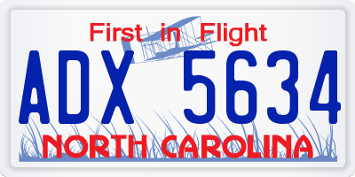 NC license plate ADX5634