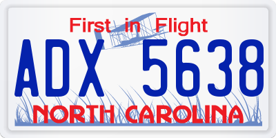 NC license plate ADX5638