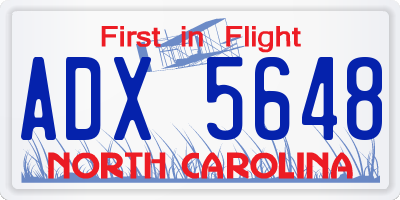 NC license plate ADX5648