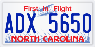 NC license plate ADX5650
