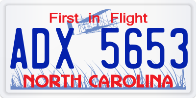 NC license plate ADX5653