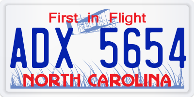 NC license plate ADX5654