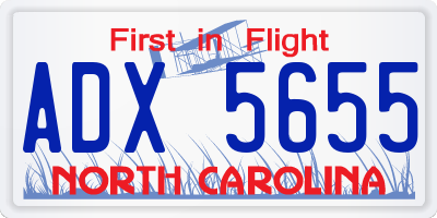 NC license plate ADX5655
