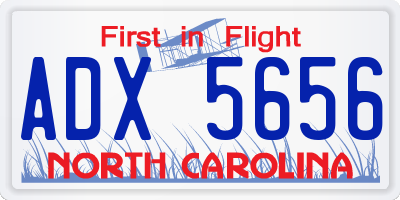 NC license plate ADX5656