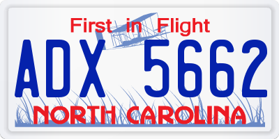 NC license plate ADX5662