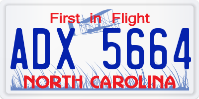 NC license plate ADX5664