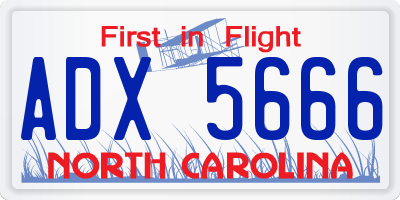 NC license plate ADX5666