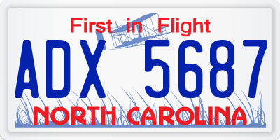 NC license plate ADX5687