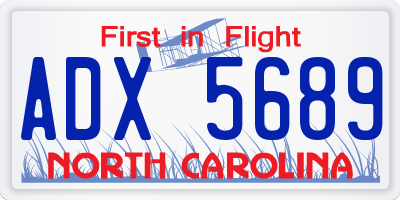 NC license plate ADX5689