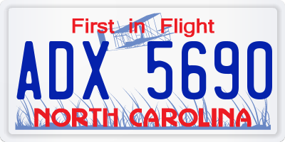 NC license plate ADX5690