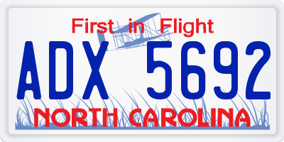 NC license plate ADX5692