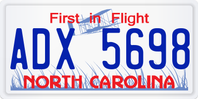 NC license plate ADX5698