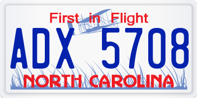 NC license plate ADX5708